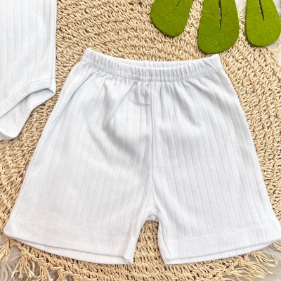 Conj. Body m/curta e Short Canelado - Branco